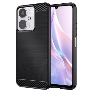 Husa pentru Xiaomi Redmi 13C 4G / Poco C65 / Redmi 13C 5G, , din Silicon Slim, cu textura Fibra Carbon, Skyddar Carbon Silicone, set cu sticker, Negru