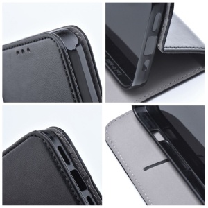 Husa pentru Xiaomi Redmi 14C tip carte cu Portofel Interior, Protectie la socuri, smart magneto, set cu sticker, Negru - Img 4