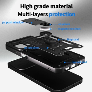 Husa pentru Xiaomi Redmi 15C 4G / Redmi 15C 5G, SKYDDAR INNOVATION, CamShield, Inel magnetic, set cu sticker, Negru - Img 2