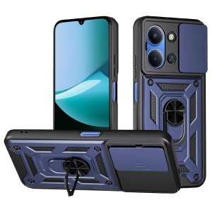 Husa pentru Xiaomi Redmi 15C 5G, SKYDDAR INNOVATION, CamShield, Inel magnetic, set cu sticker, Albastru