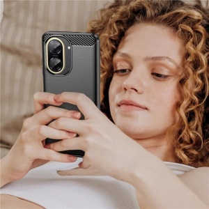 Husa pentru Xiaomi Redmi A5 4G din Silicon Premium, Slim, cu textura Carbon, set cu sticker, Carbon Silicone, Negru - Img 6