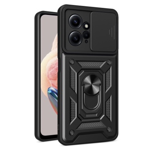 Husa pentru Xiaomi Redmi Note 12 4G, SKYDDAR INNOVATION, CamShield, Inel magnetic, set cu sticker, Negru