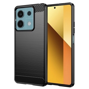 Husa pentru Xiaomi Redmi Note 13 5G, , din Silicon Slim, cu textura Fibra Carbon, Skyddar Carbon Silicone, set cu sticker, Negru