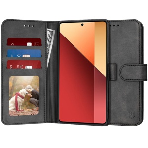 Husa pentru Xiaomi Redmi Note 13 Pro 4G / Poco M6 Pro 4G, SKYDDAR INNOVATION, Diary Book, tip carte, cu Portofel Interior, Antisoc, Negru, set cu sticker