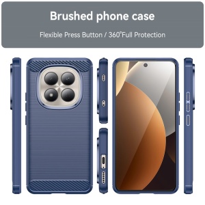 Husa pentru Xiaomi Redmi Note 15 Pro 5G, SKYDDAR INNOVATION, Carbon Silicone, din Silicon Slim, cu textura Fibra Carbon, set cu sticker, Albastru - Img 5