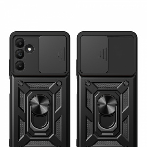 Husa Samsung Galaxy A15 4G / Galaxy A15 5G cu inel magnetic si protectie camera Skyddar CamShield - Albastru - Img 3
