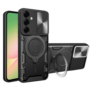 Husa Samsung Galaxy A56 5G cu inel magnetic, protectie camera, antisoc, set cu sticker, camguard pro, negru