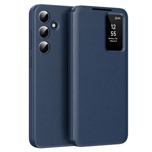 Husa Samsung Galaxy A56 5G tip carte cu portofel si SmartView, Premium, set cu sticker, Albastru