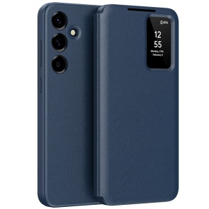 Husa Samsung Galaxy A57 5G tip carte cu portofel si SmartView, Premium, set cu sticker, Albastru