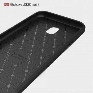 Husa Samsung Galaxy J3 2017 din silicon, Slim, cu textura Fibra Carbon - Negru - Img 3