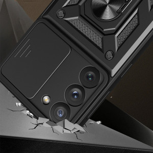 Husa Samsung Galaxy S21 Ultra 5G cu inel magnetic, Techsuit CamShield - Negru - Img 3