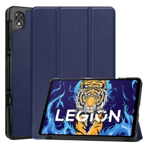 Husa tableta pentru Lenovo Legion Tab Gen 5 cu suport Multi-Unghi și functie Sleep/Wake, FoldPro, Albastru, set cu sticker