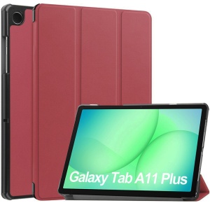 Husa tableta pentru Samsung Galaxy Tab A11 Plus / A9 Plus, SKYDDAR INNOVATION, cu suport Multi-Unghi si functie Sleep/Wake, FoldPro, Rosu, set cu sticker