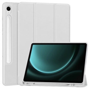 Husa tableta pentru Samsung Galaxy Tab S9 / S9 FE / S10 FE, suport Pencil, functie Sleep/Wake, Flex Trifold, set cu sticker, Gri