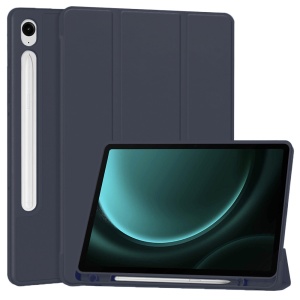 Husa tableta pentru Samsung Galaxy Tab S9 / S9 FE / S10 FE, suport Pencil, functie Sleep/Wake, Flex Trifold, set cu sticker, Bleumarin