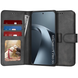 Husa Xiaomi 17T Pro tip carte cu Portofel Interior, Antisoc, set cu sticker, Diary Book, Negru