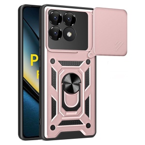 Husa Xiaomi Poco F6 Pro cu inel magnetic si protectie camera Skyddar CamShield - Roz