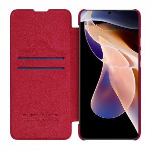 Husa Xiaomi Redmi Note 11 Pro+ 5G, Qin Leather Case, Nillkin - Rosu - Img 2