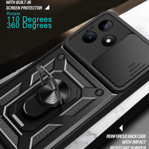 Husa Xiaomi Redmi Note 13 cu inel magnetic, Skyddar CamShield - Negru - Img 5