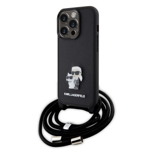 Huse pentru iPhone 15 Pro, Karl Lagerfeld, Saffiano Crossbody, Negru