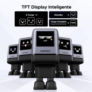 Incarcator 4in1 cu Display TFT, USB, Type-C, GaN, 100W, Ugreen Uno RG X688 - Gri - Img 2