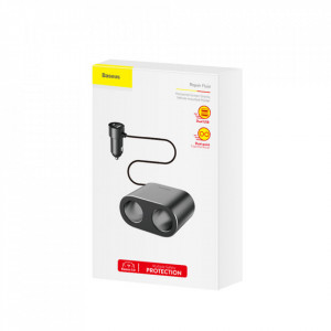 Incarcator auto 2x USB 3.1A, 17W cu 2x priza bricheta 80W, Baseus (CRDYQ-01) - Negru - Img 4