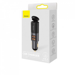 Incarcator auto 2x USB-A, QC3.0, 120W si extensie bricheta auto, Baseus (CCBT-D0G) - Gri - Img 7