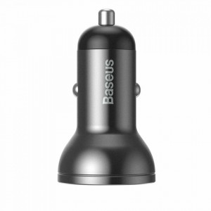 Incarcator auto, display voltaj, 2x USB 4.8 A, 24W, Baseus - Negru - Img 4