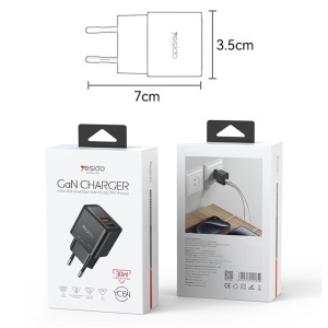 Incarcator de priza, Dual Port USB-C si USB-A, GaN Technology, PD 30W, Yesido, Alb - Img 7