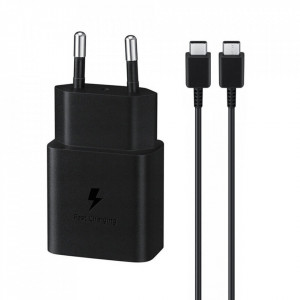 Incarcator priza fast charge 15W, 2A, cu cablu Type-C, Original Samsung - Negru - Img 3