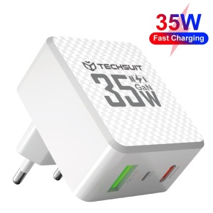 Incarcator Priza GaN, USB, Type-C, 35W - Techsuit (CHPD173) - White
