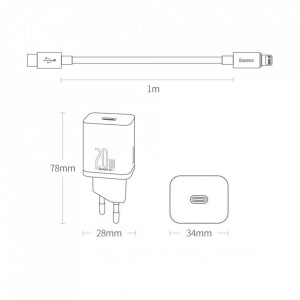 Incarcator priza Super Si cu cablu Type-C la Lightning, PD, 20W, Baseus (TZCCSUP-B01) - Negru - Img 7
