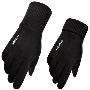 Manusi Touchscreen din piele ecologica, cu grip, unisex, Skyddar ST0010, set cu sticker, Negru - Img 3