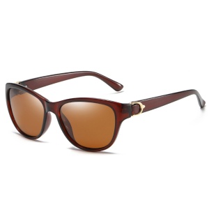 Ochelari de soare dama, protectie UV, rama wayfare, Filtru UV, polarizati (a572), set cu sticker, Maro
