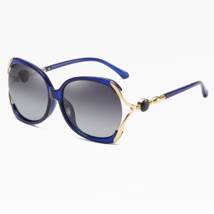 Ochelari de soare dama, protectie UV, rotunzi, Filtru UV 400, (1722), set cu sticker, Albastru