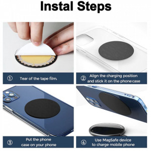 Placa Metalica Autoadeziva Magsafe, din Piele Ecologica, Techsuit - Negru - Img 6