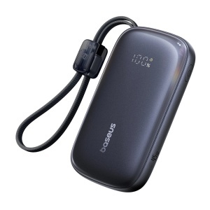 Power Bank 10000mAh 45W cu Cablu Detasabil, USB + USB-C, Incarcare Rapida pentru Laptop si Telefon, Baseus EnerFill FC21 Qpow 3 Ultra, Negru