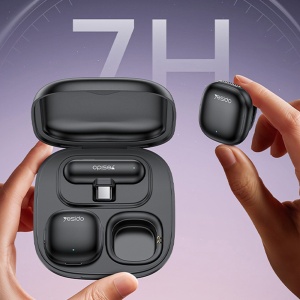 Set 2 microfoane lavaliera wireless, 3in1 Lightning, Noise Reduction, 2.4GHz, Yesido, Negru - Img 5
