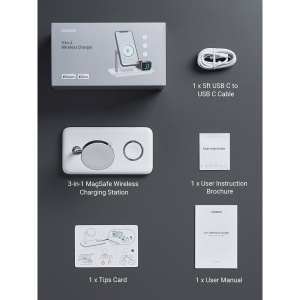 Statie Alimentare Telefon, AirPods, iWatch, 25W, Ugreen CD278, Alb - Img 7