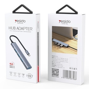 Statie de andocare 4in1, USB-C la 1x USB 3.0, 3x USB 2.0, 5Gbps, Aluminiu, Yesido, Gri - Img 7