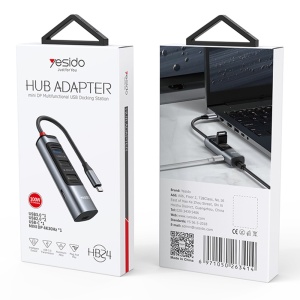 Statie de andocare 5in1, Type-C la 3x USB, Mini DisplayPort 4K, PD 100W, Yesido, Gri - Img 7