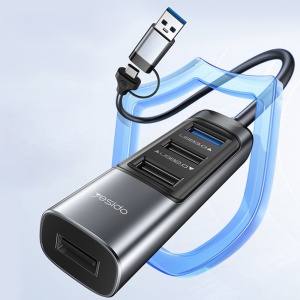 Statie de andocare 5in1, USB si Type-C, PD 100W, 5Gbps, Yesido, Gri - Img 3