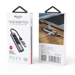 Statie de andocare, USB-C la USB 3.0, RJ45 1000Mbps, PD 100W, Yesido, Gri - Img 7