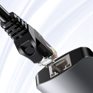 Statie de andocare, USB-C la USB 3.0, SD/TF, RJ45 100Mbps, PD 80W, Aliaj aluminiu, Yesido, Gri - Img 5