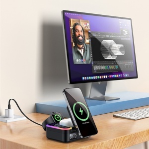 Statie de incarcare wireless, 8 in 1, MagSafe, 65W, Cablu retractabil, Yesido, Negru - Img 6