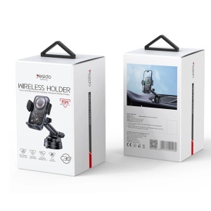 Suport auto cu incarcare wireless, 15W, Ventuza, Dashboard si Parbriz, Yesido, Negru - Img 7