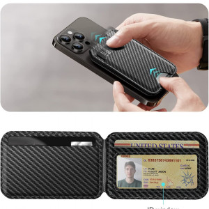 Suport portofel MagSafe, piele ecologica, pliabil, ESR - Black Sheepskin - Img 5