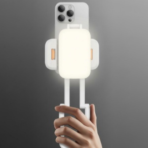 Suport telefon birou, Lumina LED RGB, Baterie 1000mAh, Pliabil, Yesido, Alb - Img 5