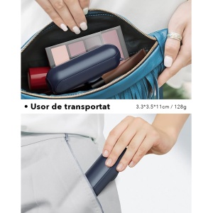 Ventilator Ultra Portabil 3 in 1, De Mână, De Birou, De Gât, 3 Trepte Viteza, Pliabil cu baterie Portabila 2000mAh, Autonomie 20h, SKDR AirMini - Albastru - Img 2