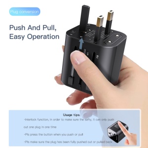 Adaptor de priza universal, Travel, EU, UK, US, AUS, 3.4A, ABS, Yesido, Alb - Img 2